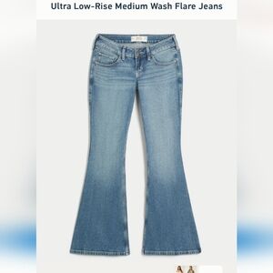Hollister Ultra Low Rise Medium Wash Flare Jeans Size 0 (W25)